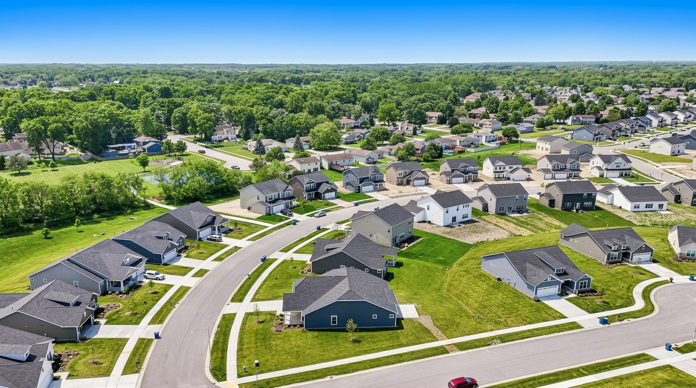 Schererville, Indiana neighborhood aerial view